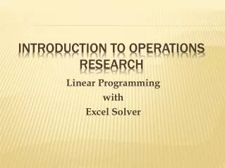 linear programming with excel solver