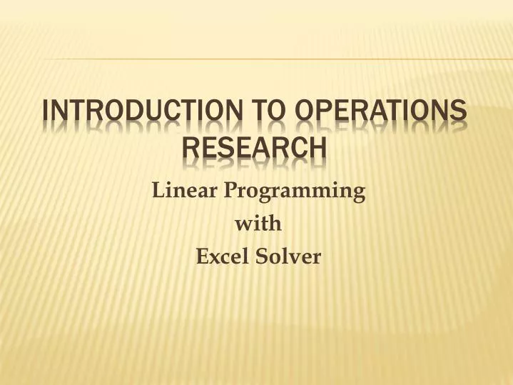 linear programming with excel solver