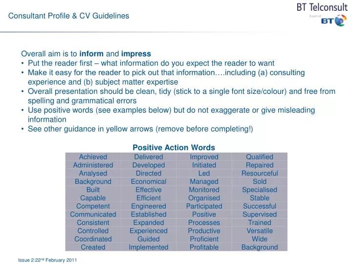 consultant profile cv guidelines