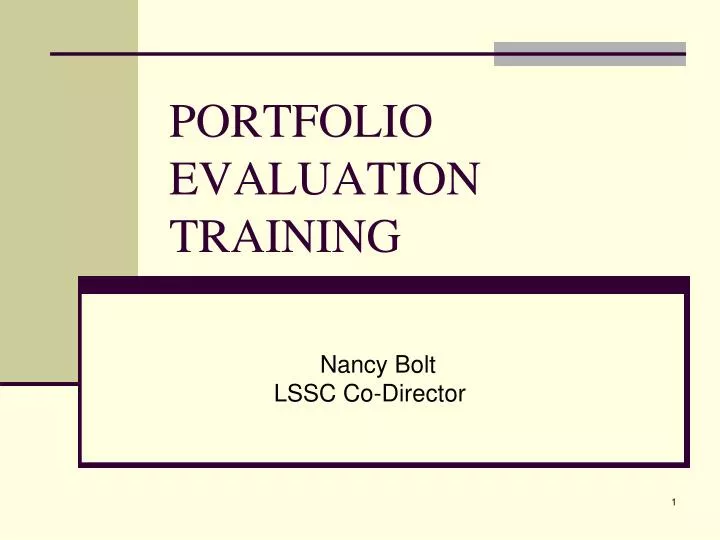 portfolio evaluation training