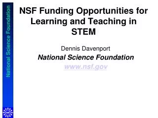 NSF Funding Opportunities for Learning and Teaching in STEM