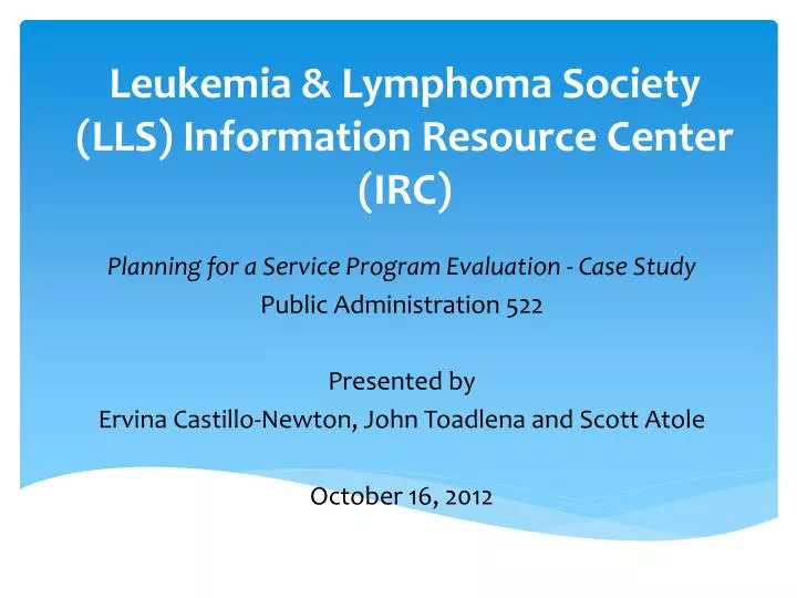 leukemia lymphoma society lls information resource center irc