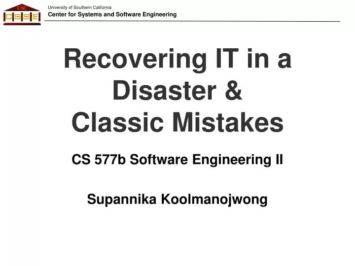 recovering it in a disaster classic mistakes