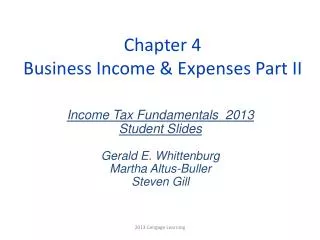 Chapter 4 Business Income &amp; Expenses Part II