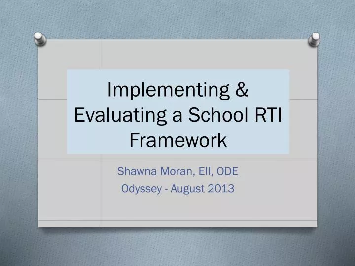 implementing evaluating a school rti framework