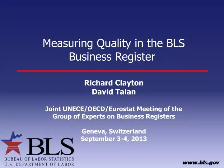 measuring quality in the bls business register