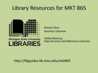 Library Resources for MKT 865