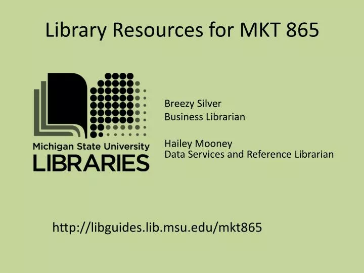 library resources for mkt 865