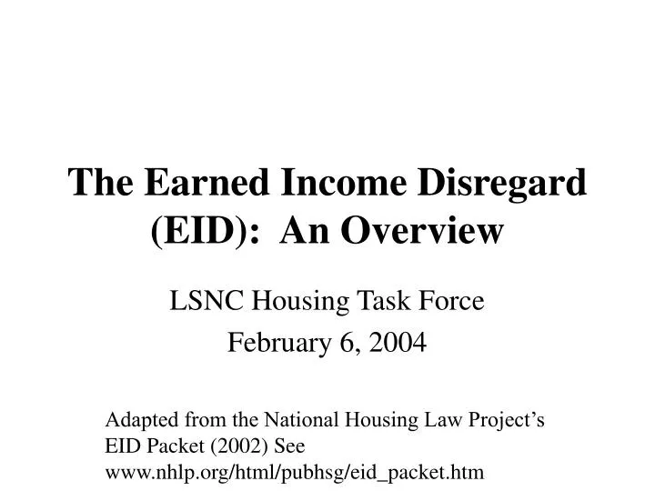 the earned income disregard eid an overview