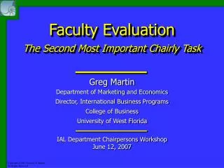 Faculty Evaluation The Second Most Important Chairly Task