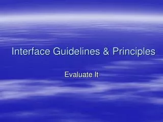 Interface Guidelines &amp; Principles