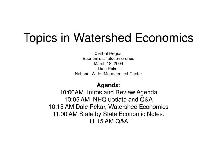topics in watershed economics