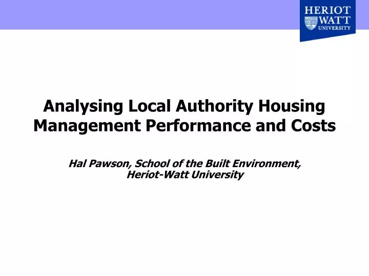 analysing local authority housing management performance and costs