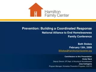 Prevention: Building a Coordinated Response Hamilton Family Center Partnering in a collaborative effort to prevent fami