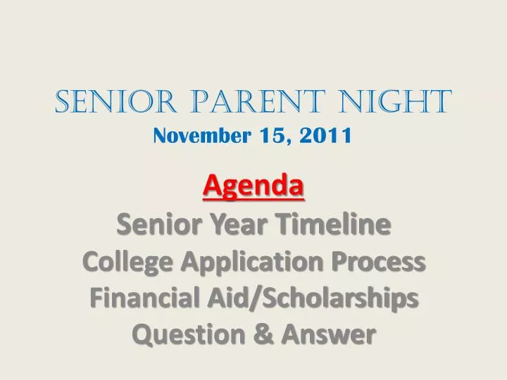 senior parent night november 15 2011