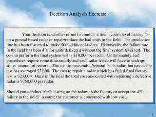 Decision Analysis Exercise