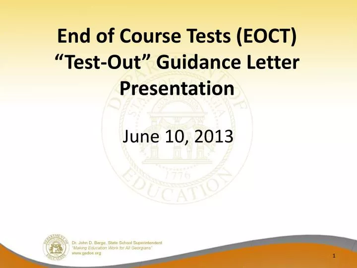 end of course tests eoct test out guidance letter presentation