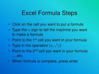 Excel Formula Steps