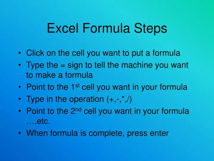 excel formula steps