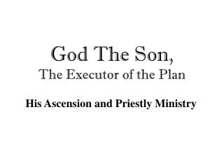 God The Son, The Executor of the Plan
