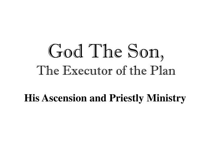 god the son the executor of the plan