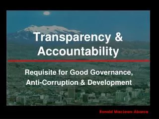 Transparency &amp; Accountability