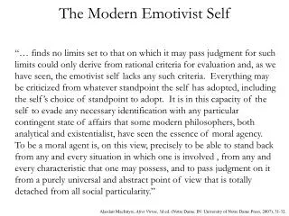 The Modern Emotivist Self
