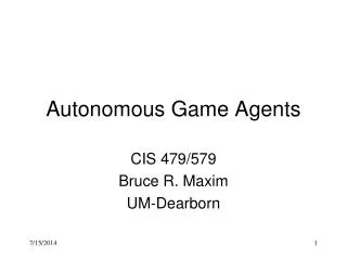 Autonomous Game Agents