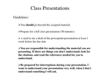 Class Presentations