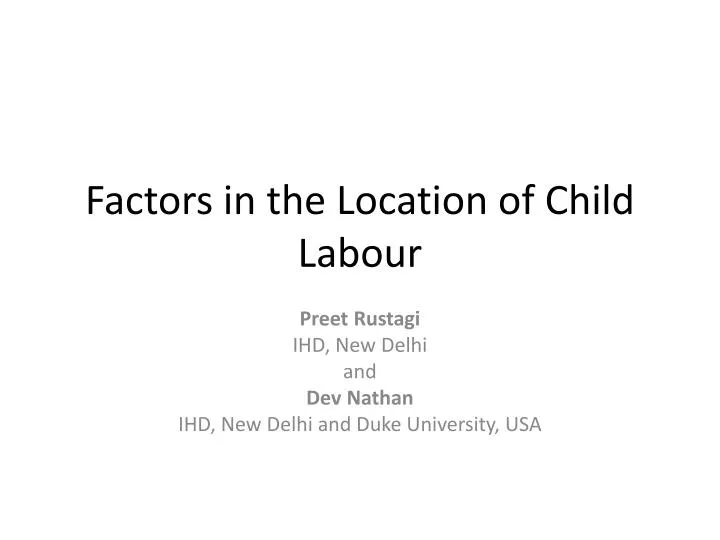 factors in the location of child labour
