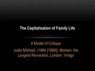 The Capitalisation of Family Life