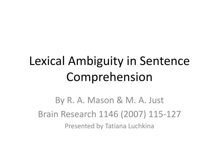 lexical ambiguity in sentence comprehension