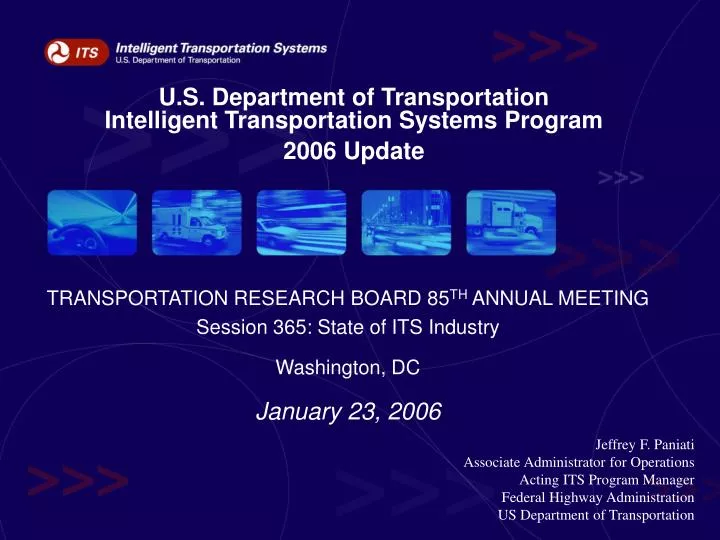 u s department of transportation intelligent transportation systems program 2006 update