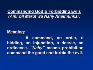 Commanding God &amp; Forbidding Evils (Amr bil Maruf wa Nahy Analmunkar)