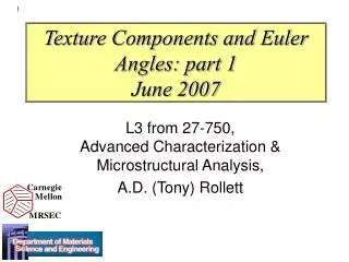 Texture Components and Euler Angles: part 1 June 2007
