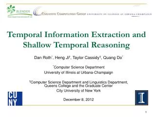 Temporal Information Extraction and Shallow Temporal Reasoning