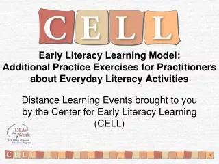 Early Literacy Learning Model: Additional Practice Exercises for Practitioners about Everyday Literacy Activities