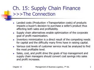 Ch. 15: Supply Chain Finance &gt;&gt;&gt;The Connection