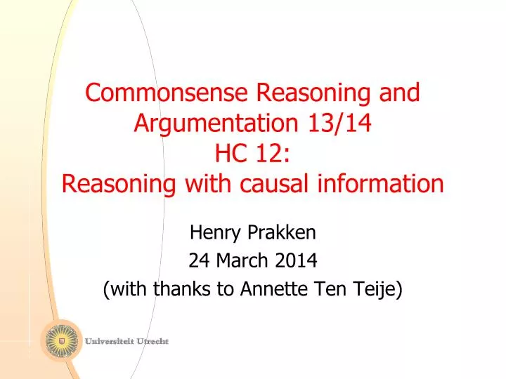 commonsense reasoning and argumentation 13 14 hc 12 reasoning with causal information
