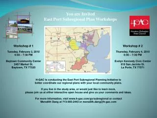 You are Invited East Port Subregional Plan Workshops