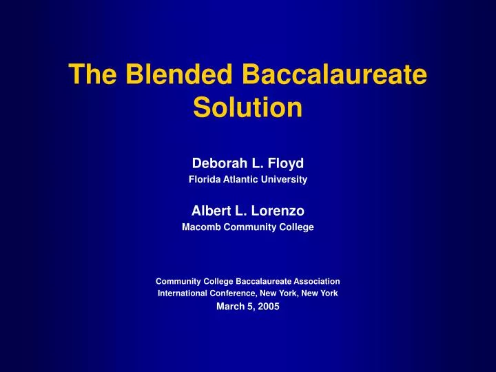 the blended baccalaureate solution
