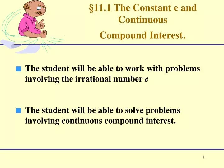 11 1 the constant e and continuous compound interest