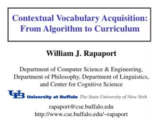 Contextual Vocabulary Acquisition: From Algorithm to Curriculum
