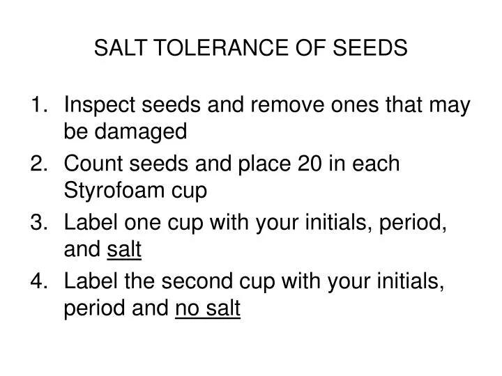 salt tolerance of seeds