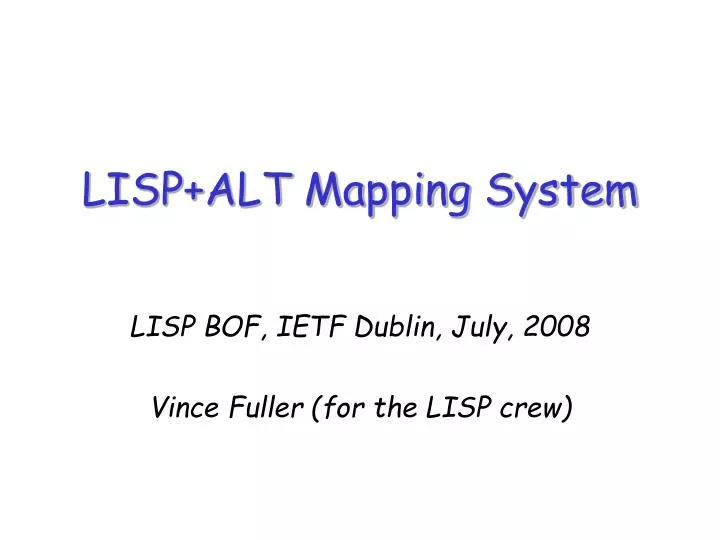 lisp alt mapping system