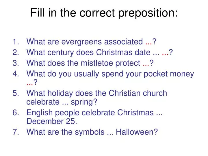fill in the correct preposition
