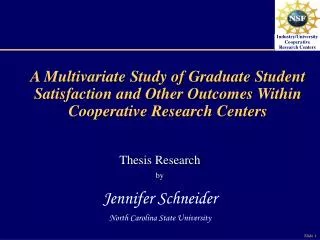A Multivariate Study of Graduate Student Satisfaction and Other Outcomes Within Cooperative Research Centers