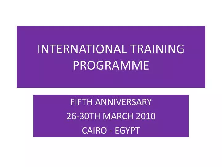 international training programme