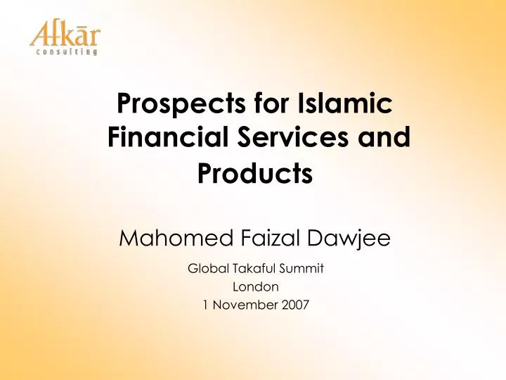 prospects for islamic financial services and products mahomed faizal dawjee