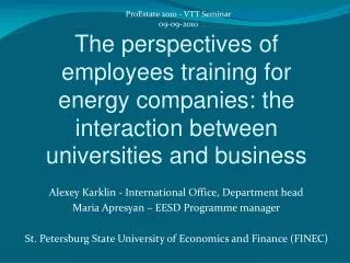 The perspectives of employees training for energy companies: the interaction between universities and business